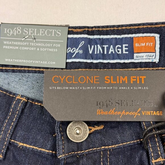 Weatherproof Vintage Men's Cyclone Slim Fit Ocean Depth Blue Denim Jeans 36x32 N - Picture 7 of 12